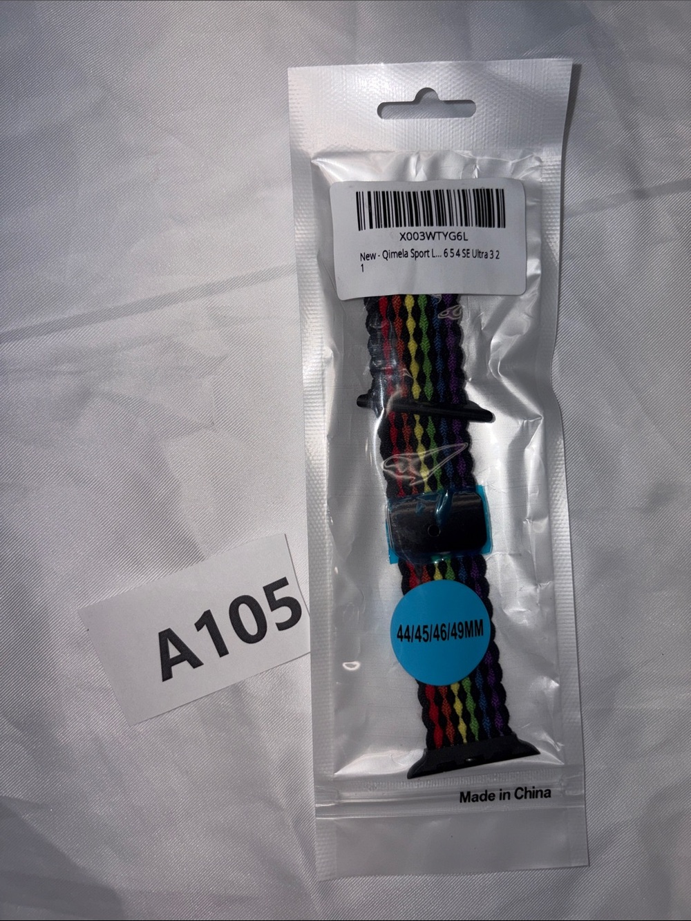 Universal Rainbow Nylon Sport Band for Smartwatch - Black Multi